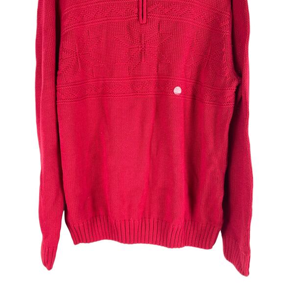 Chaps 1/4 Zip Lodge Snowflakes Pullover Sweater Cabin Red Size L - Picture 4 of 9